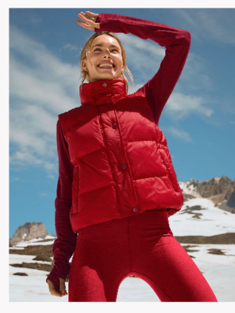 Beyond Yoga Big Cozy Bright Red Puffer Vest